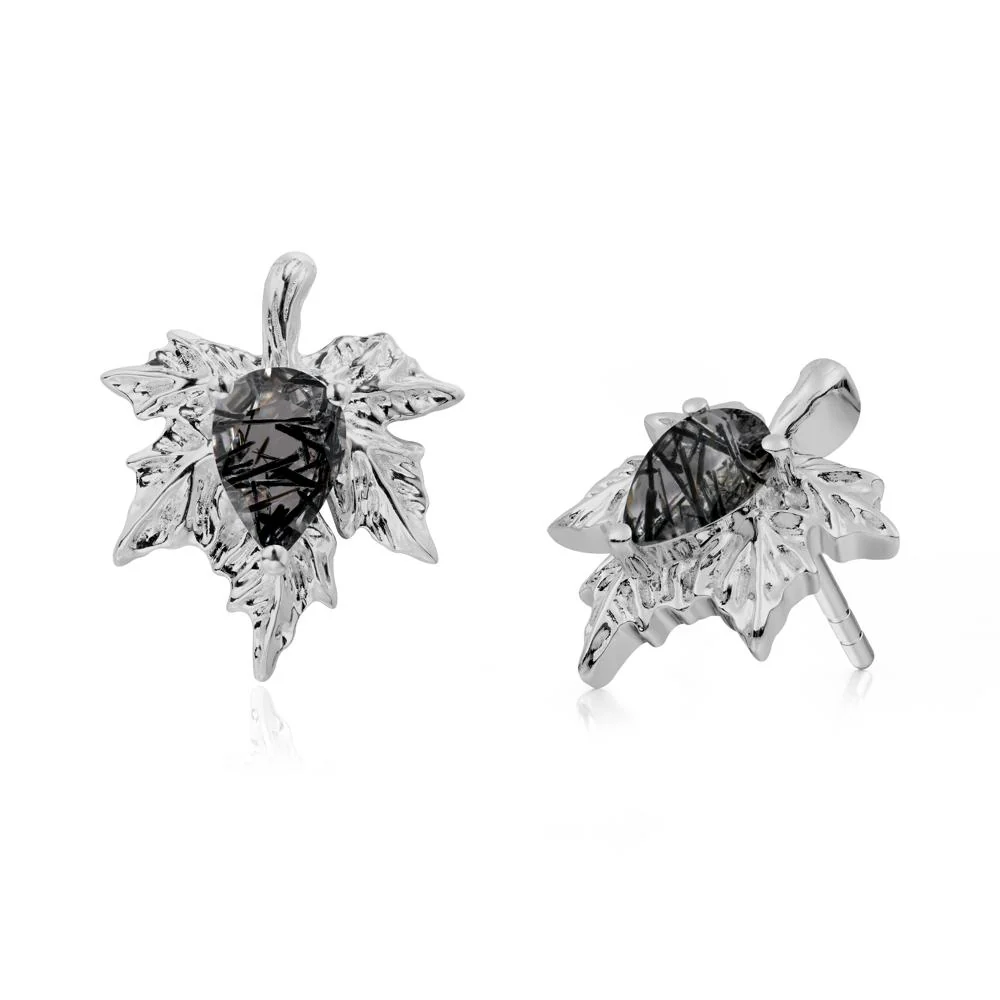 Maple Pear Shaped Black Rutilated Quartz Earrings - Image 5