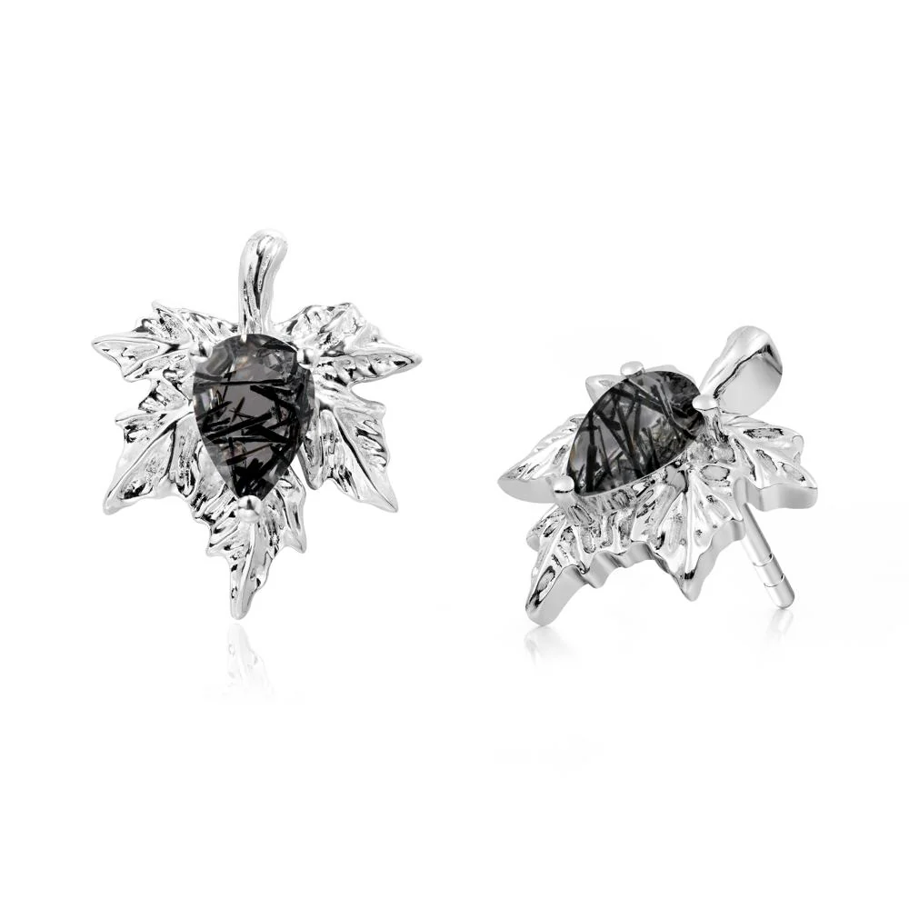 Maple Pear Shaped Black Rutilated Quartz Earrings - Image 8