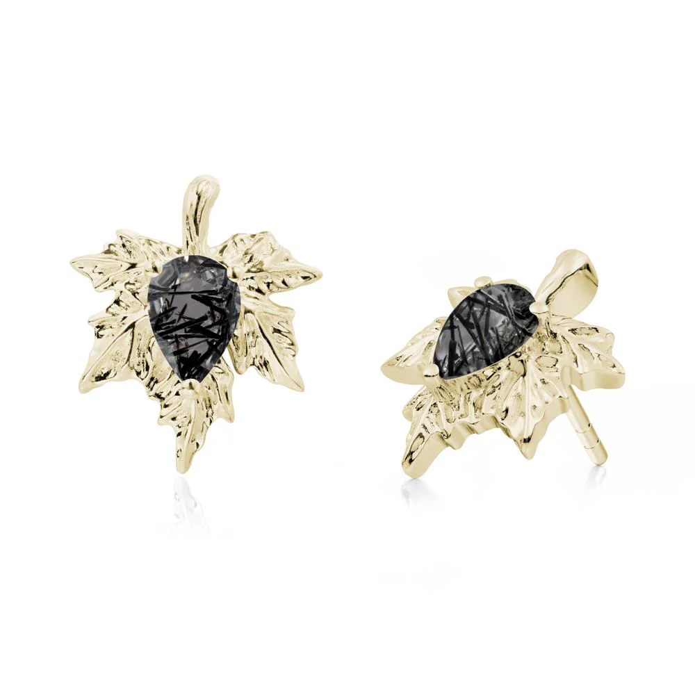 Maple Pear Shaped Black Rutilated Quartz Earrings - Image 9