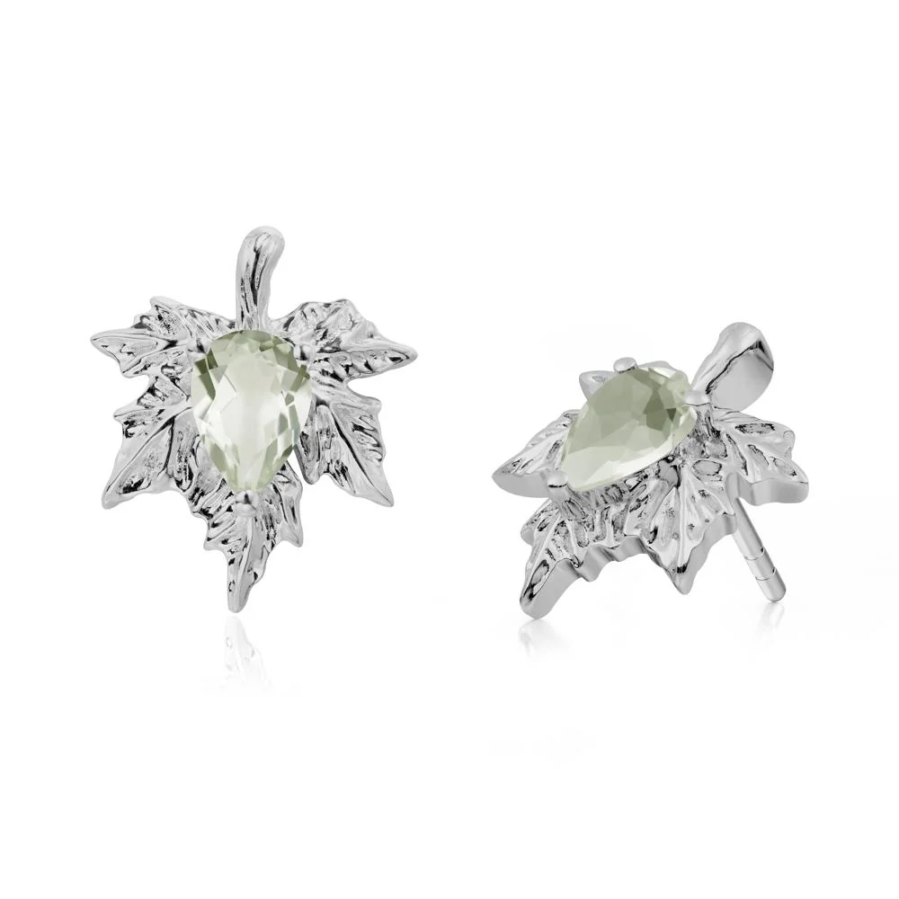 Maple Pear Shaped Green Amethyst Earrings - Image 5
