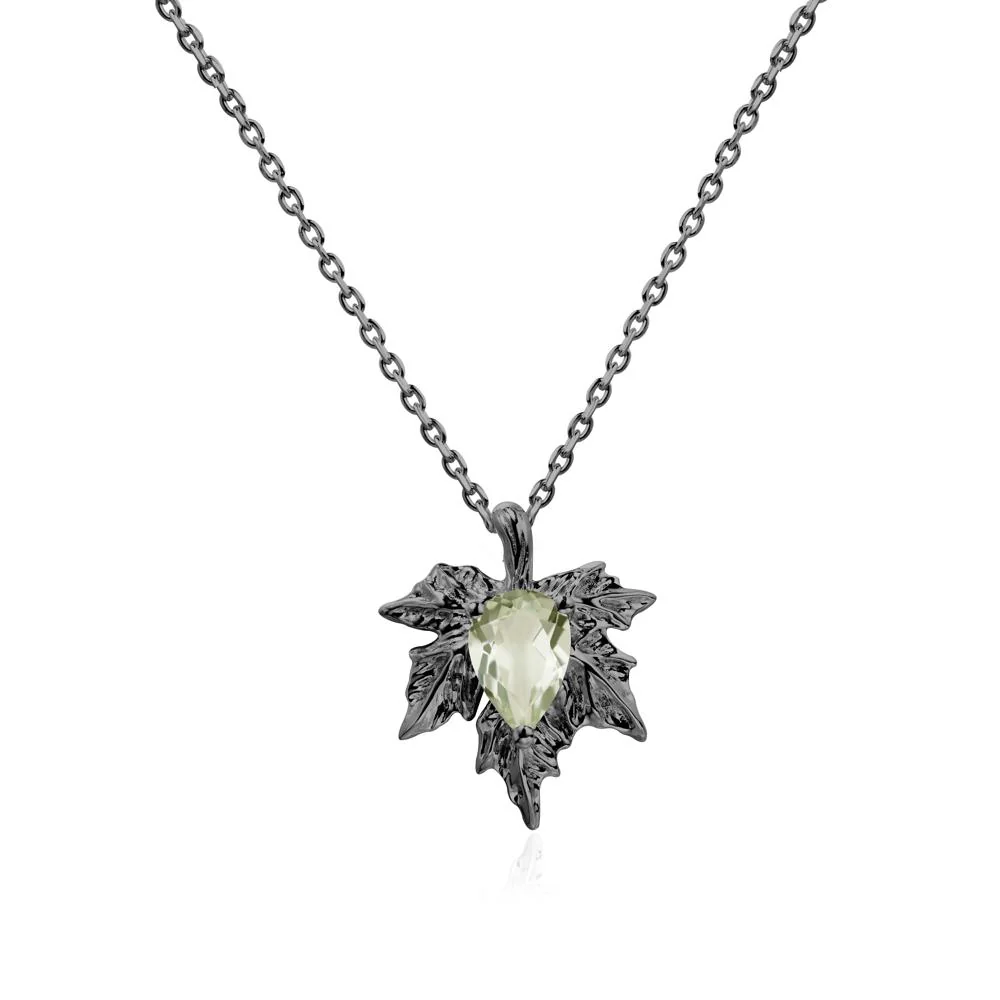 Maple Pear Shaped Green Amethyst Necklace