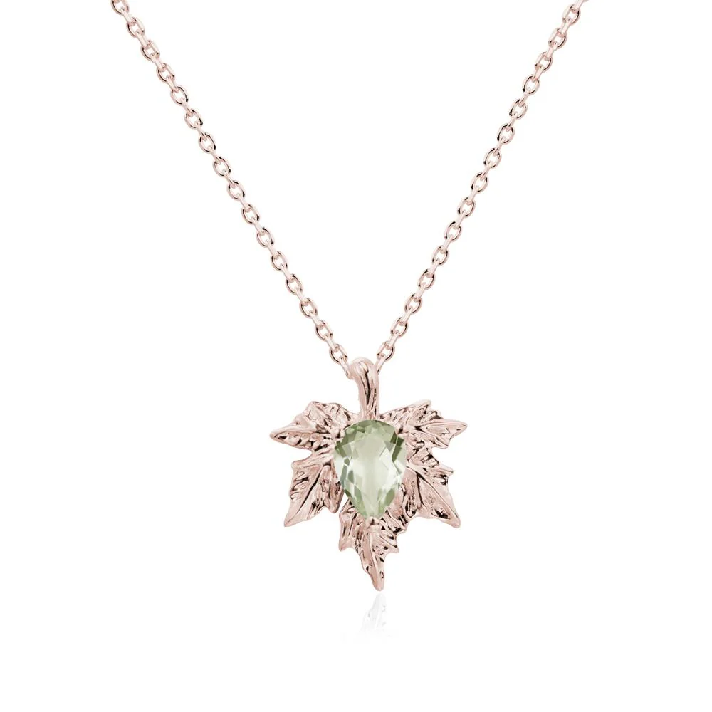 Maple Pear Shaped Green Amethyst Necklace - Image 2