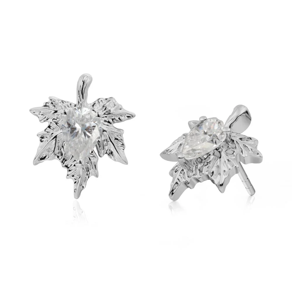 Maple Pear Shaped Moissanite Earrings - Image 4