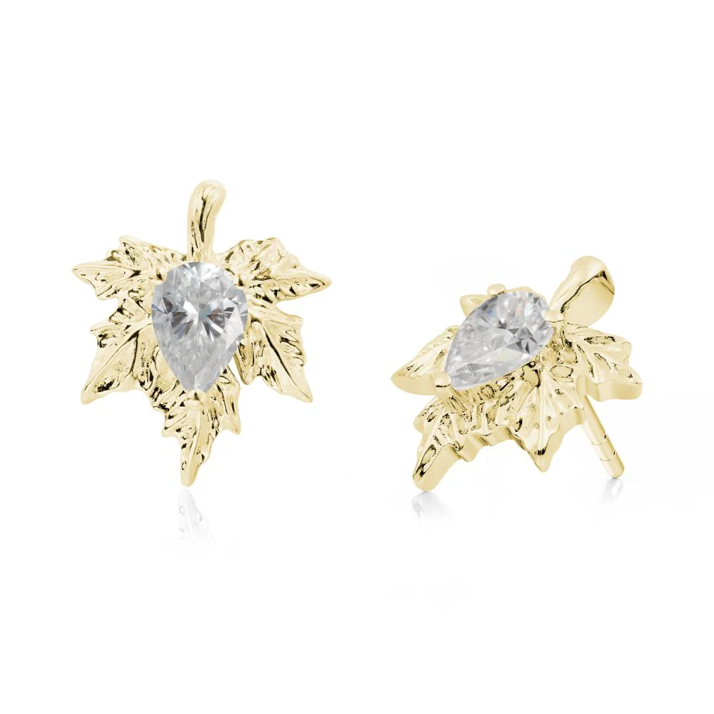 Maple Pear Shaped Moissanite Earrings - Image 7