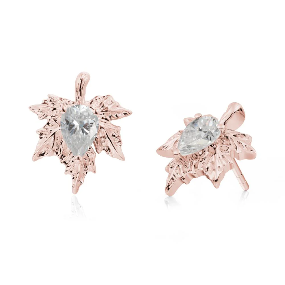 Maple Pear Shaped Moissanite Earrings - Image 8