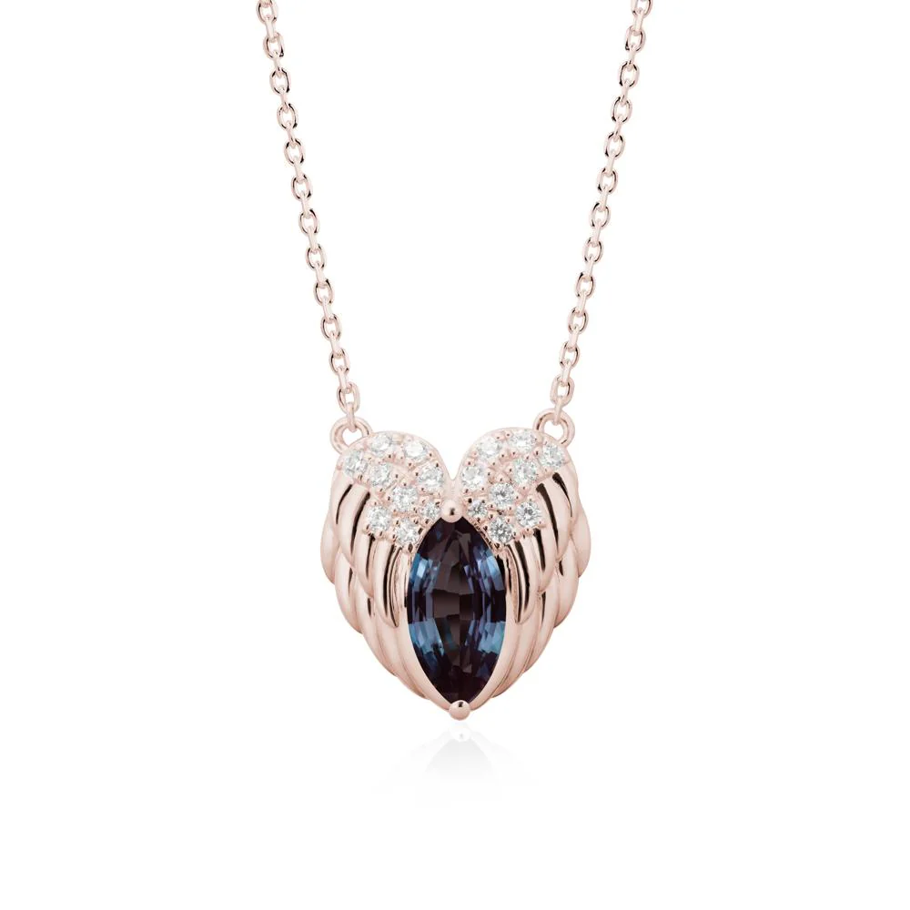Marquise Alexandrite   Angel Wings Heart Pendant