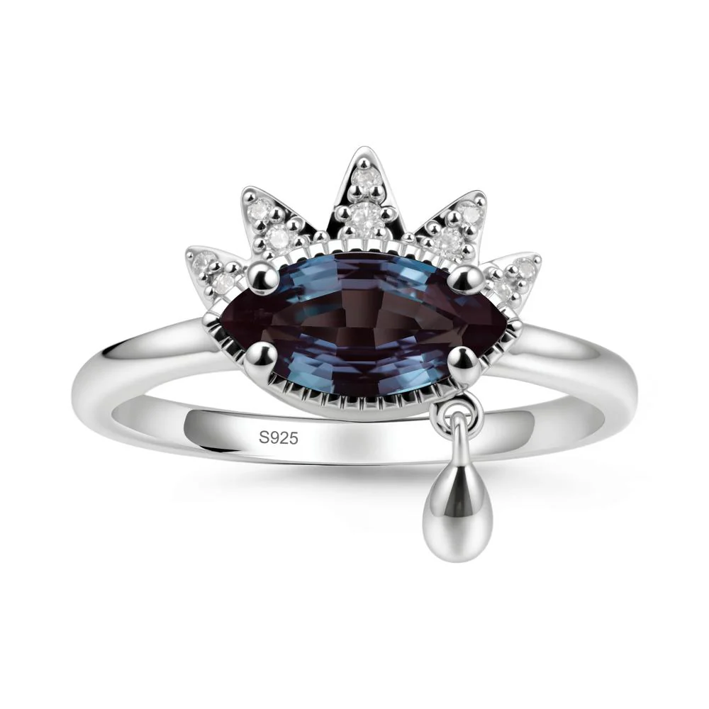 Marquise Alexandrite Evil Eye Ring - Image 9