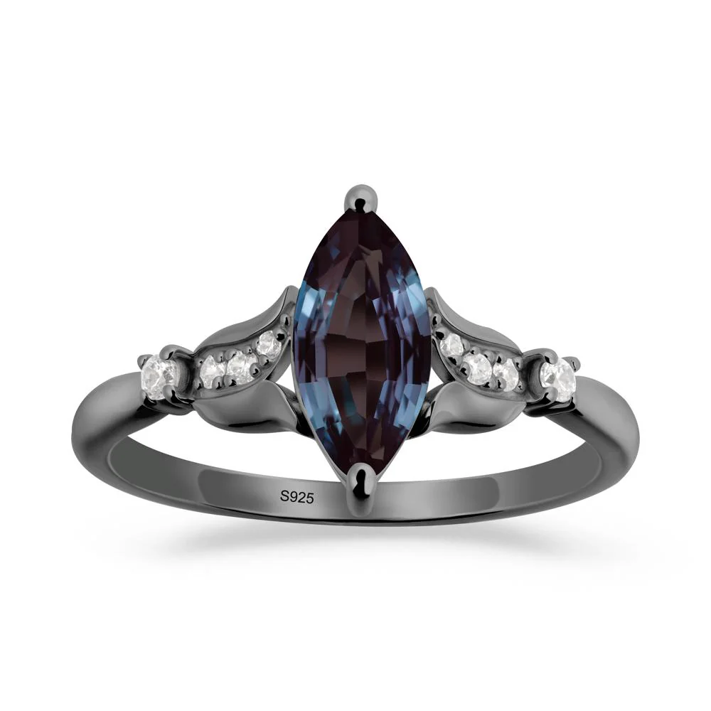 Marquise Alexandrite Floral Engagement Ring - Image 2