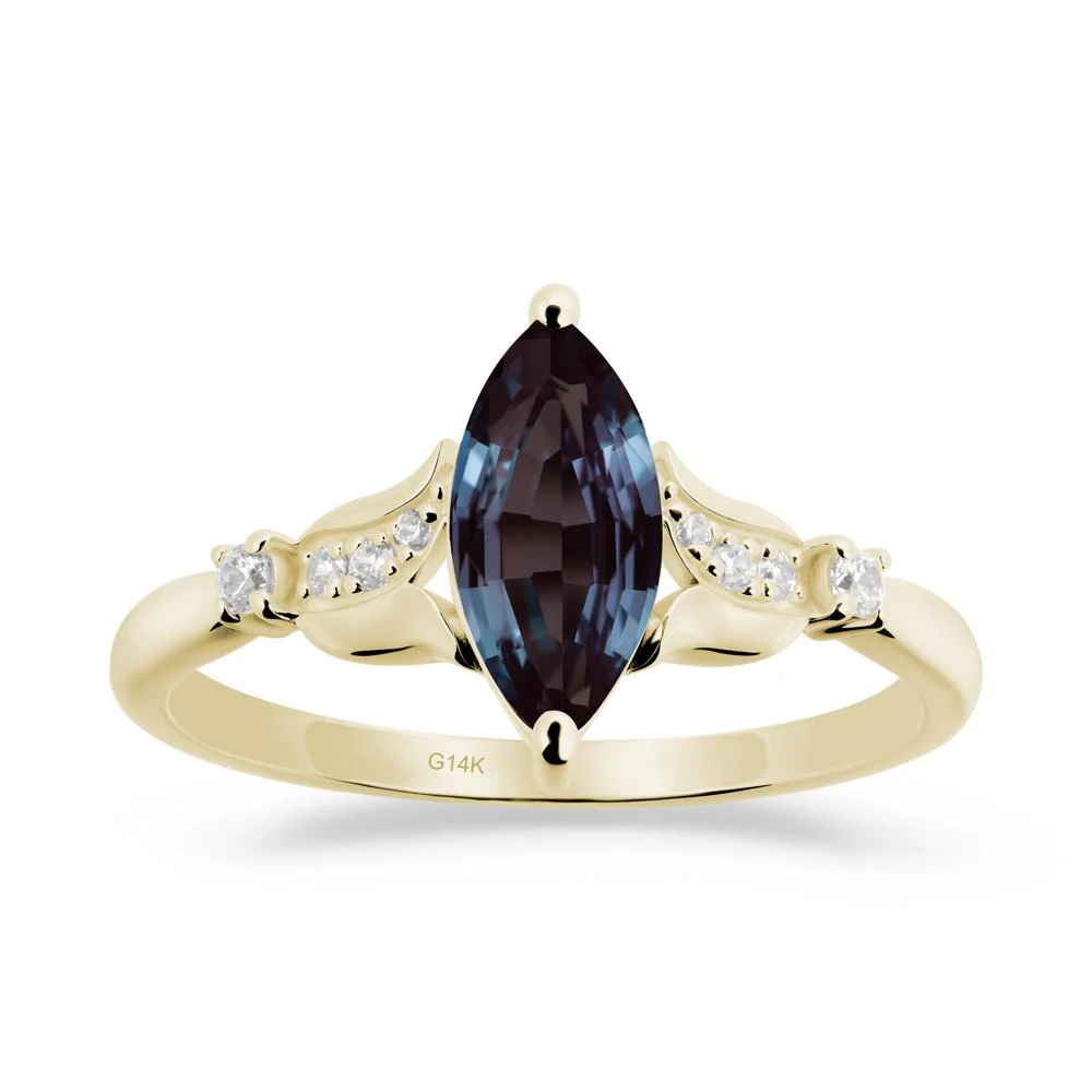Marquise Alexandrite Floral Engagement Ring - Image 3