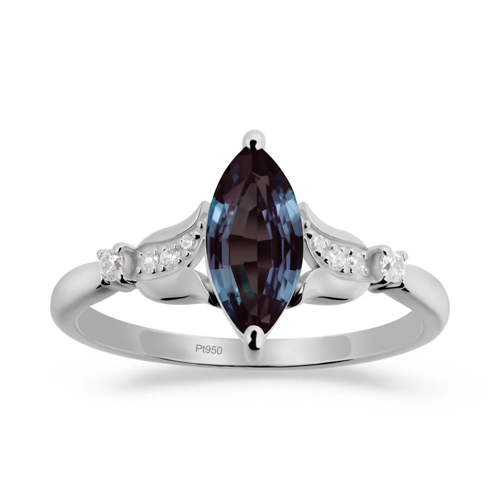 Marquise Alexandrite Floral Engagement Ring - Image 8