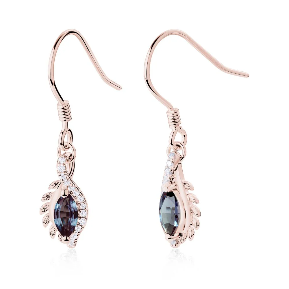 Marquise Alexandrite French Hook Earrings - Image 3