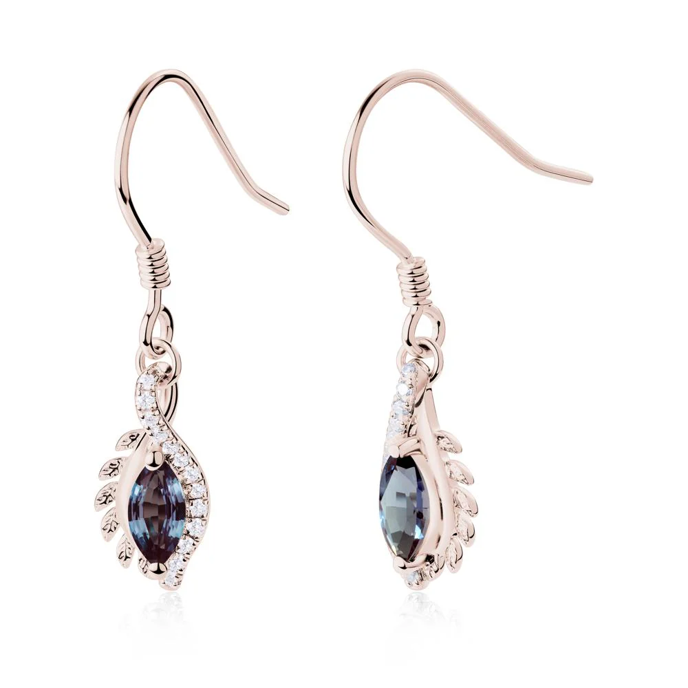 Marquise Alexandrite French Hook Earrings - Image 4