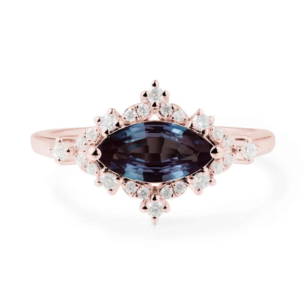 Marquise Alexandrite Halo Ring - Image 4