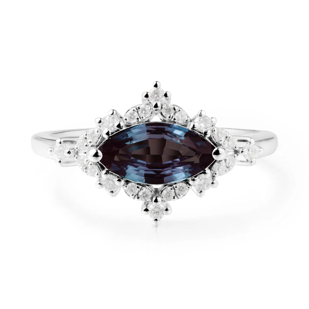 Marquise Alexandrite Halo Ring - Image 5