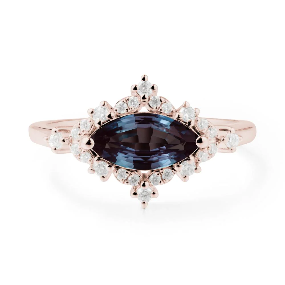 Marquise Alexandrite Halo Ring - Image 9