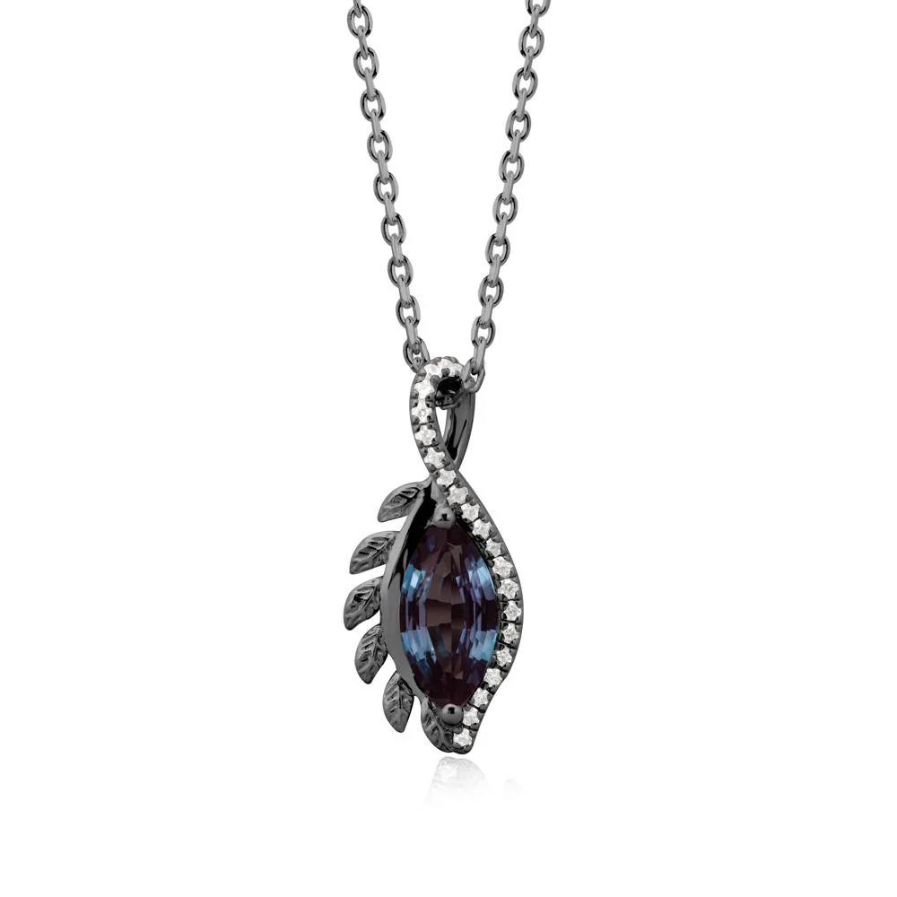 Marquise Alexandrite Leaf Vine Pendant Necklace
