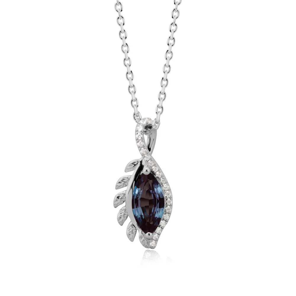 Marquise Alexandrite Leaf Vine Pendant Necklace - Image 8