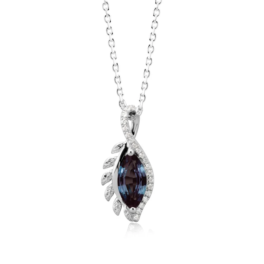 Marquise Alexandrite Leaf Vine Pendant Necklace - Image 9