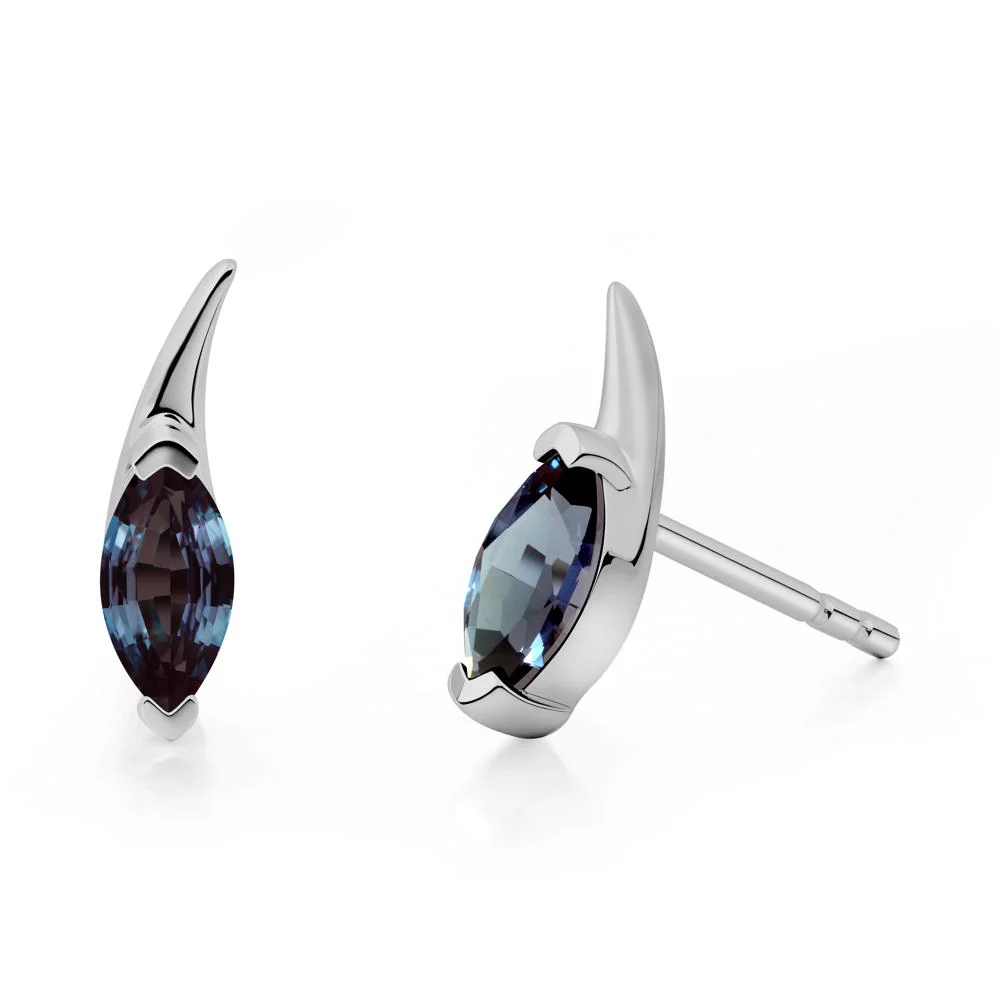 Marquise Alexandrite Stud Earrings - Image 3