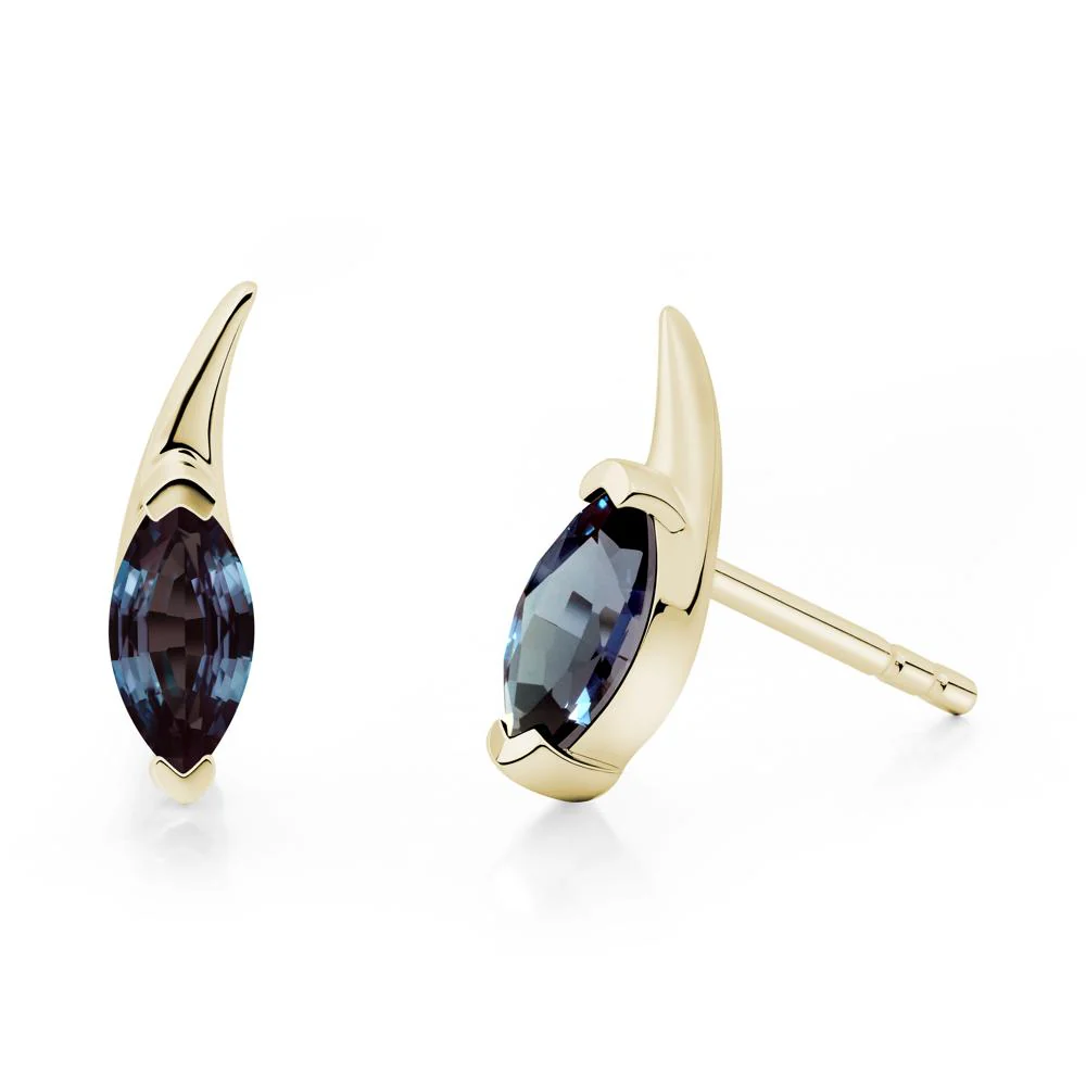 Marquise Alexandrite Stud Earrings - Image 4