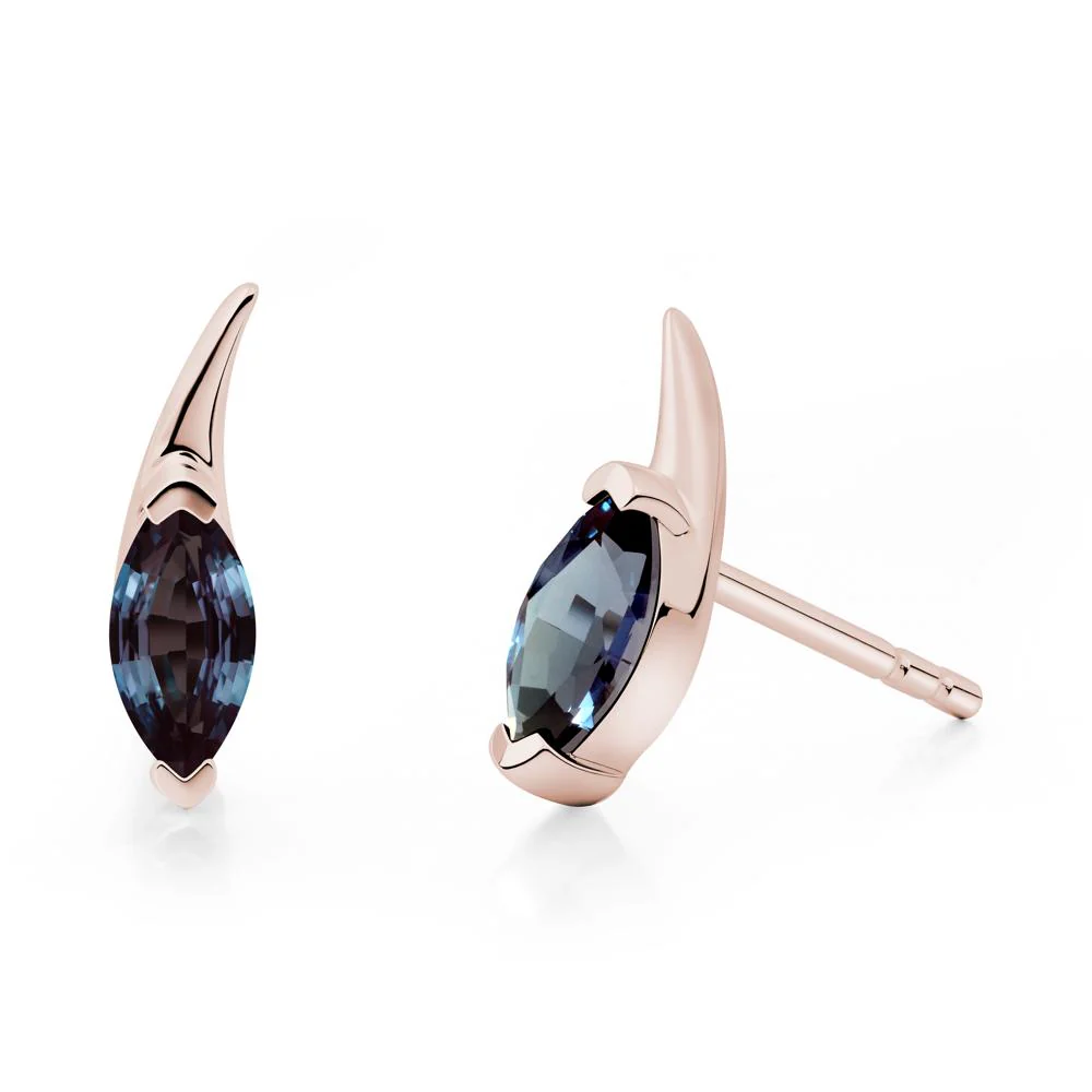Marquise Alexandrite Stud Earrings - Image 5