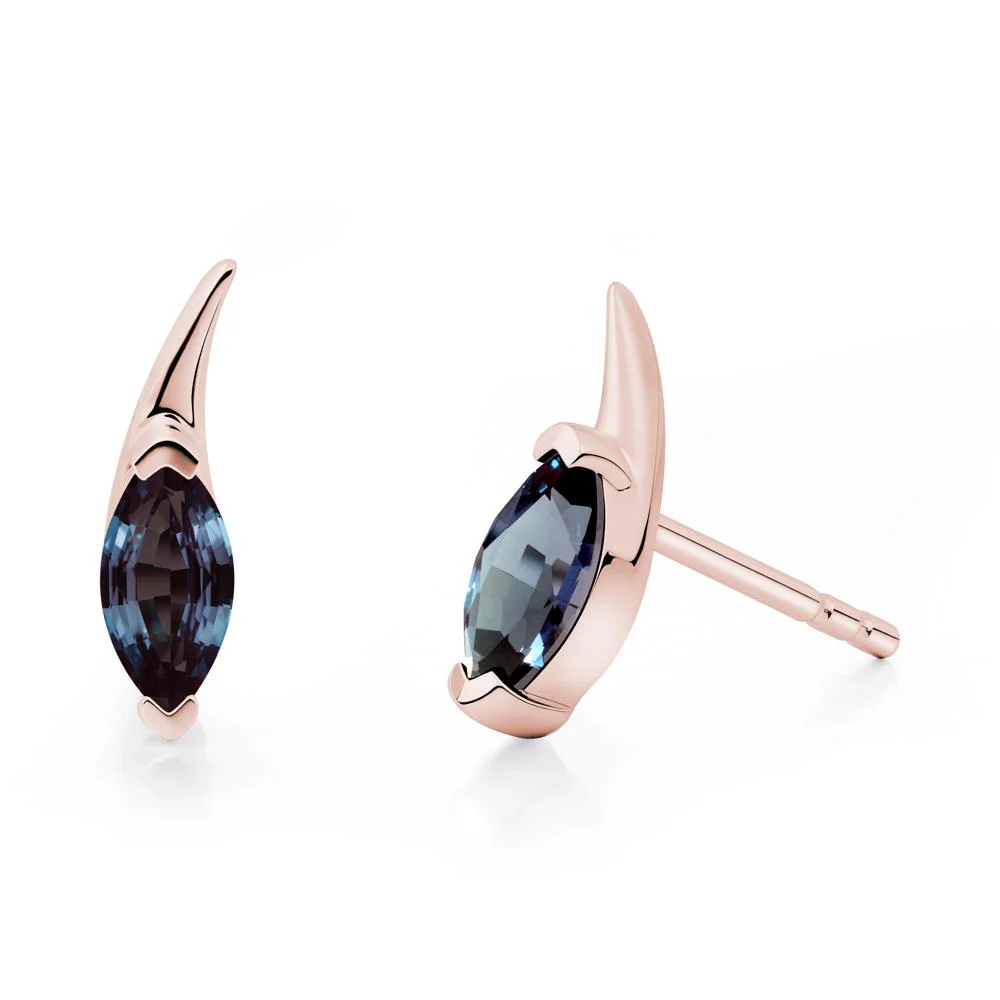 Marquise Alexandrite Stud Earrings - Image 7