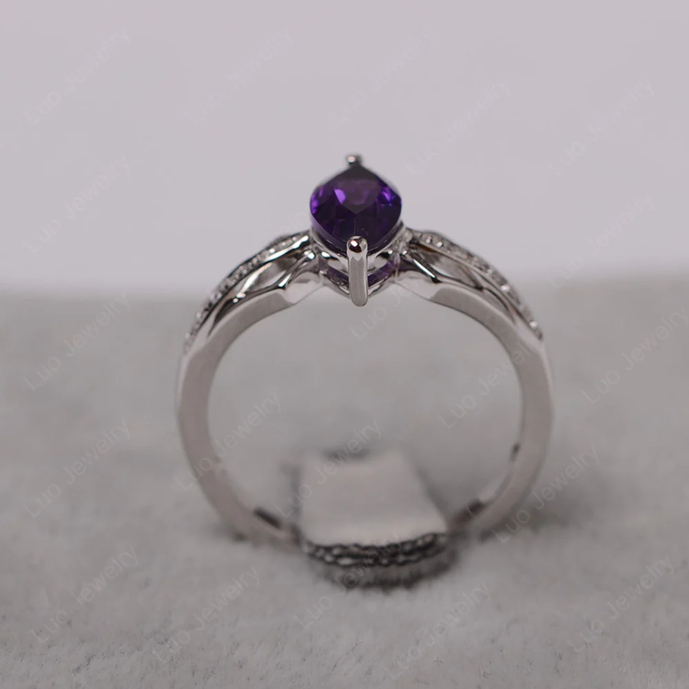 Marquise Amethyst Engagement Ring - Image 3