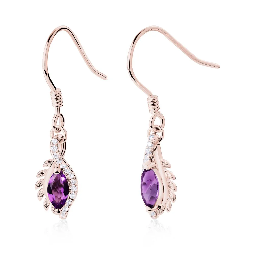 Marquise Amethyst Fish Hook Earrings - Image 7
