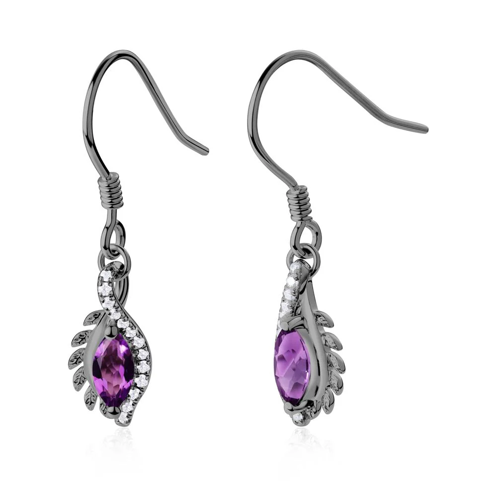 Marquise Amethyst Fish Hook Earrings - Image 9