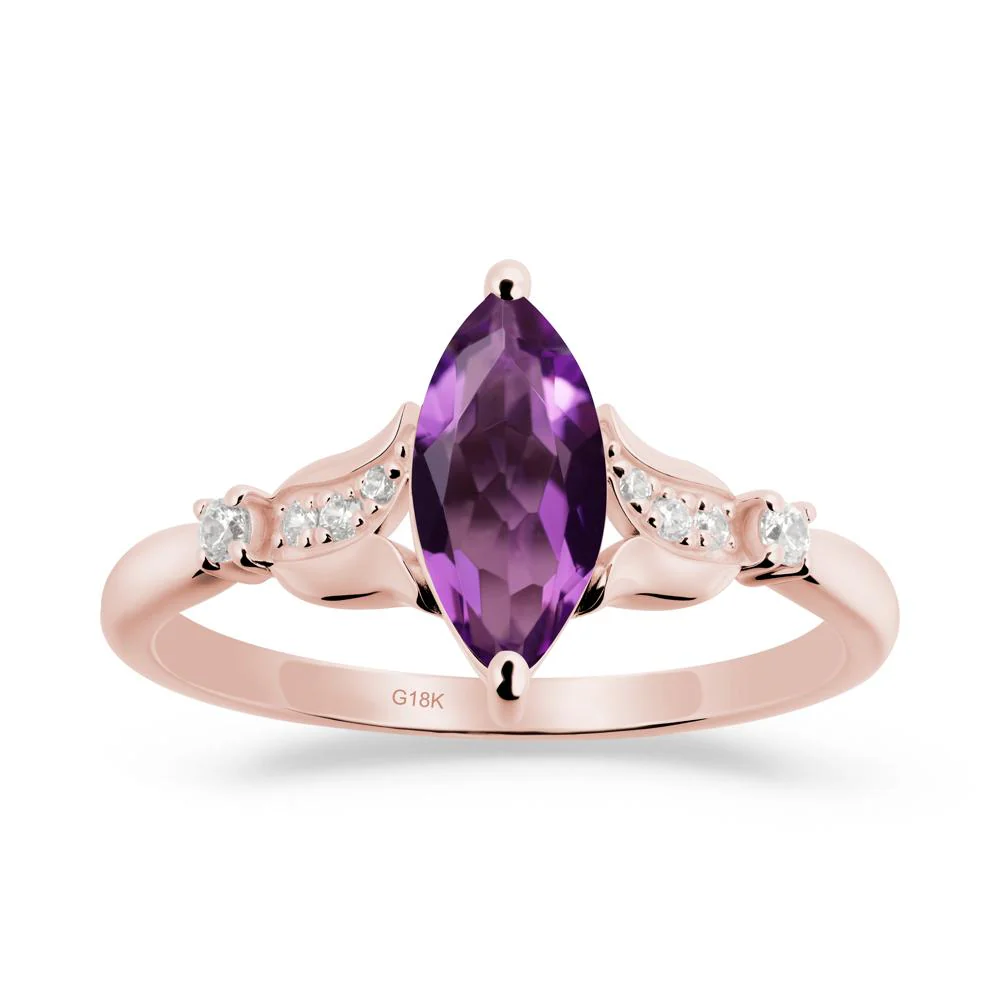 Marquise Amethyst Floral Engagement Ring - Image 2