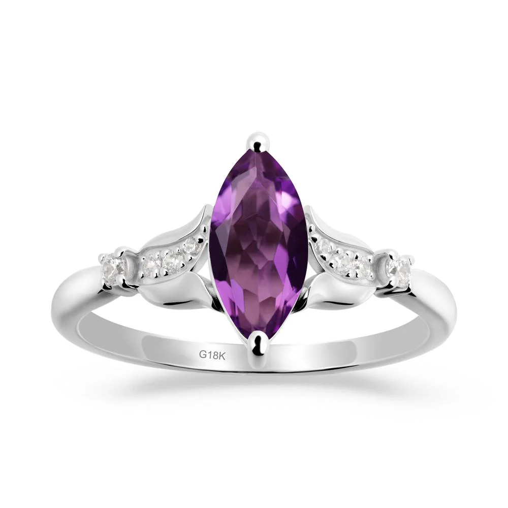 Marquise Amethyst Floral Engagement Ring - Image 3