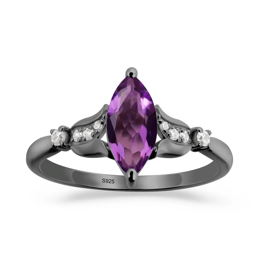 Marquise Amethyst Floral Engagement Ring - Image 4