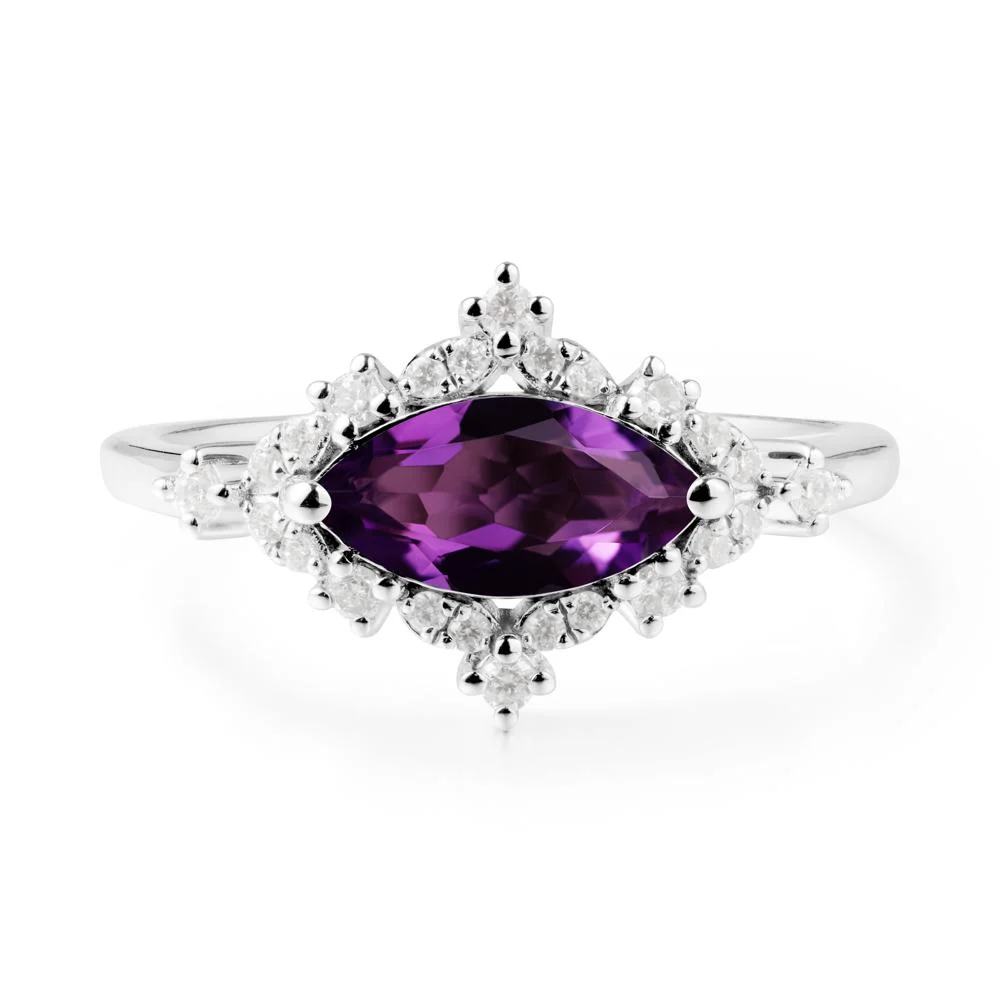 Marquise Amethyst Halo Ring - Image 6