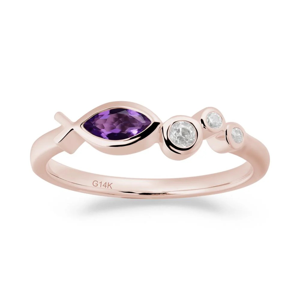 Marquise Amethyst Ichthys Ring