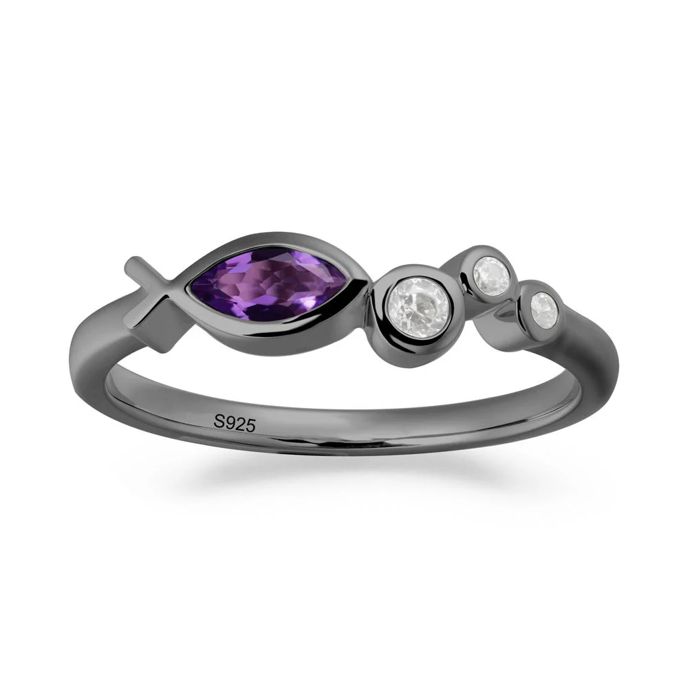 Marquise Amethyst Ichthys Ring - Image 3