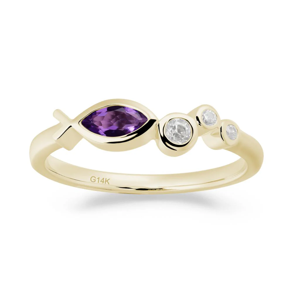 Marquise Amethyst Ichthys Ring - Image 5