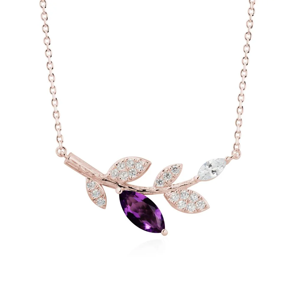 Marquise Amethyst Olive Branch Necklace