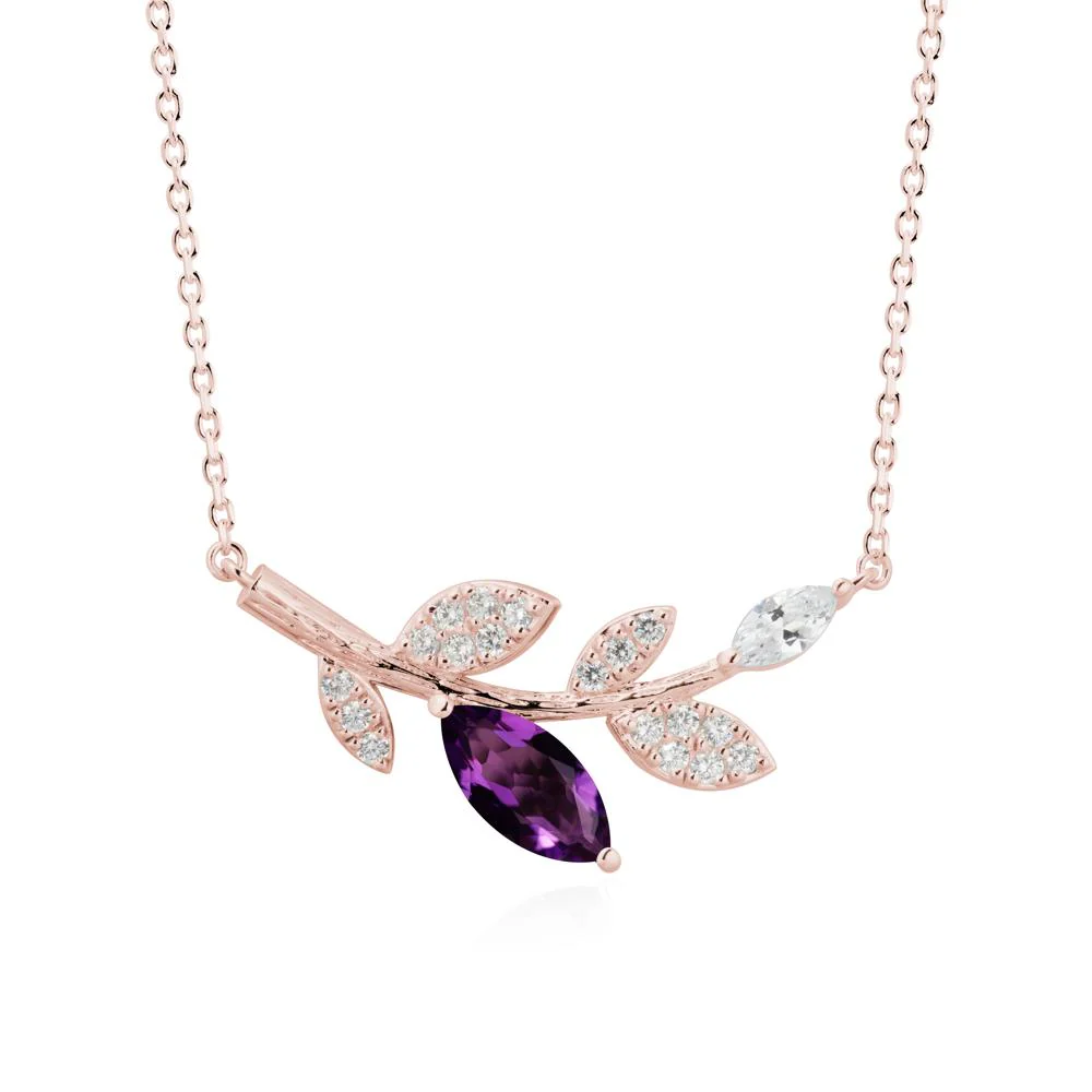 Marquise Amethyst Olive Branch Necklace - Image 4