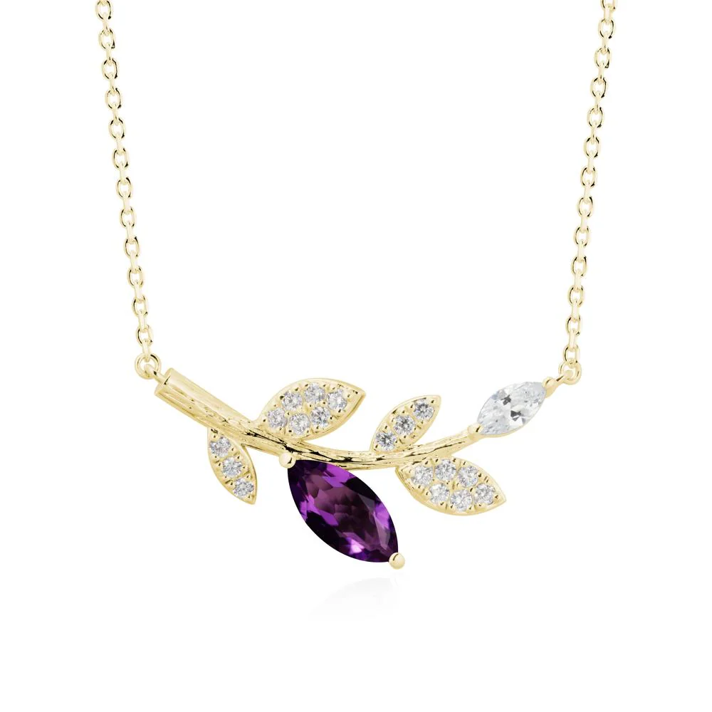 Marquise Amethyst Olive Branch Necklace - Image 6