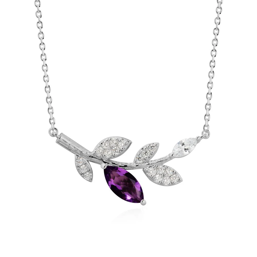 Marquise Amethyst Olive Branch Necklace - Image 8