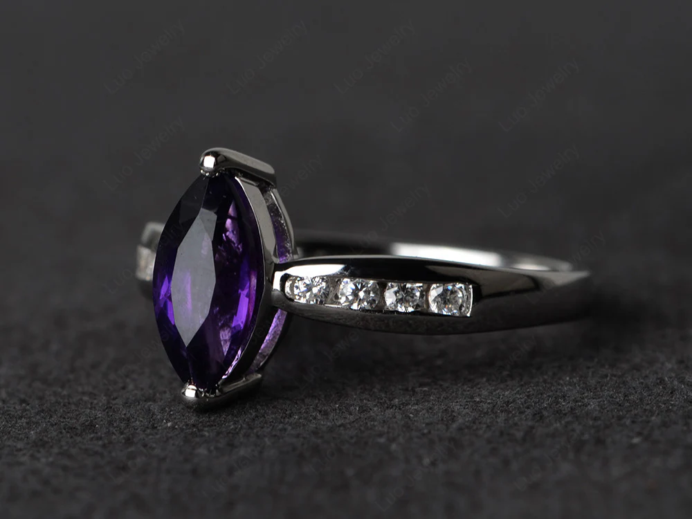 Marquise Amethyst Promise Ring - Image 2