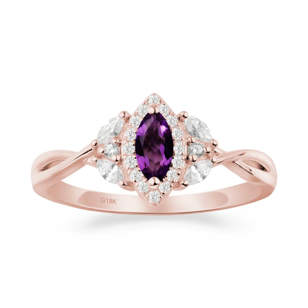 Marquise Amethyst Ring with Twisted Band - Image 3