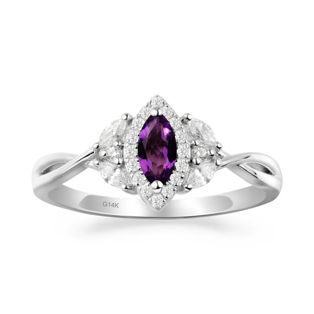 Marquise Amethyst Ring with Twisted Band - Image 4