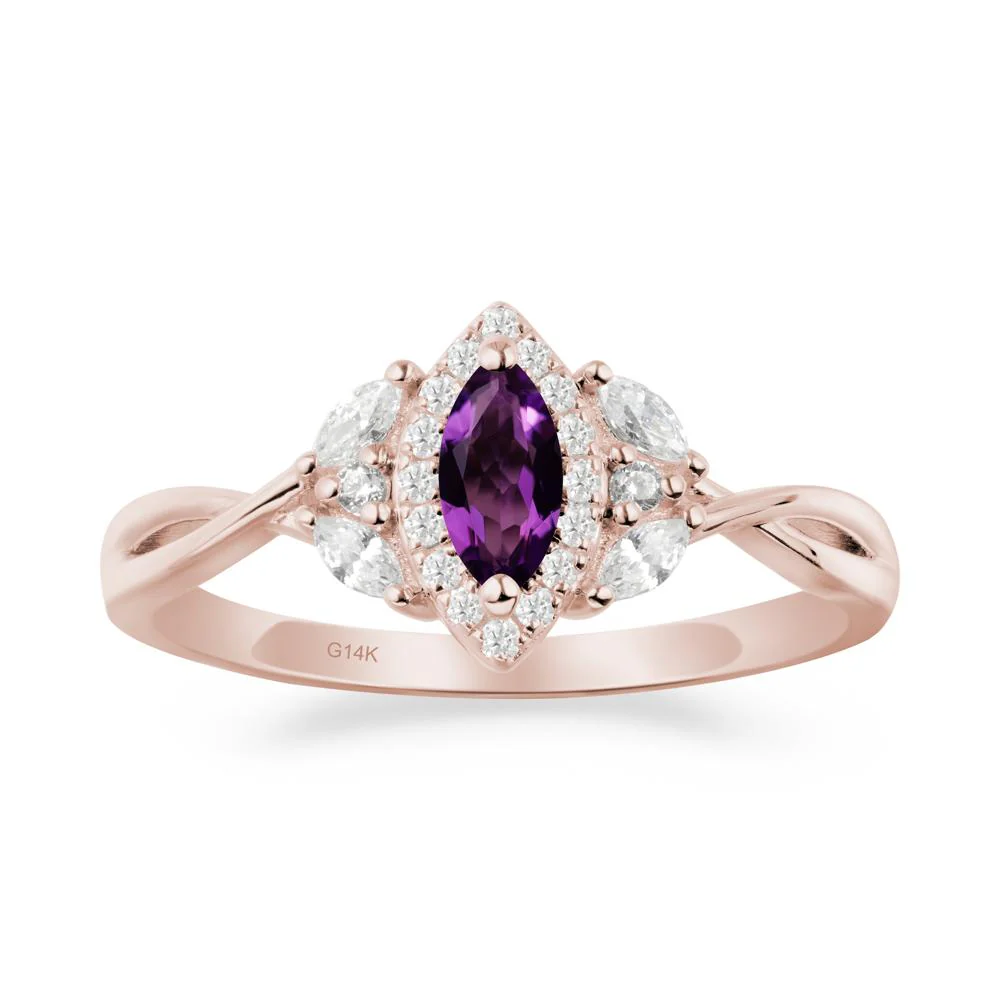 Marquise Amethyst Ring with Twisted Band - Image 5