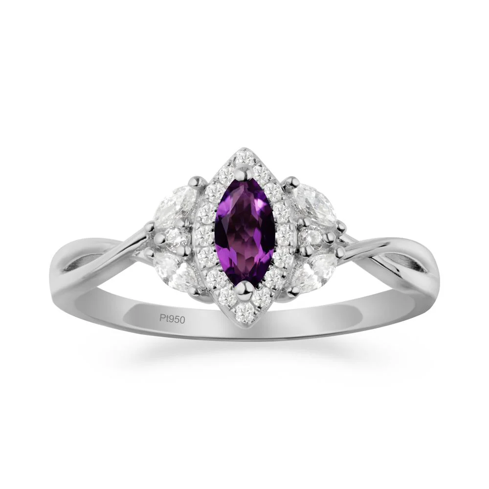 Marquise Amethyst Ring with Twisted Band - Image 9