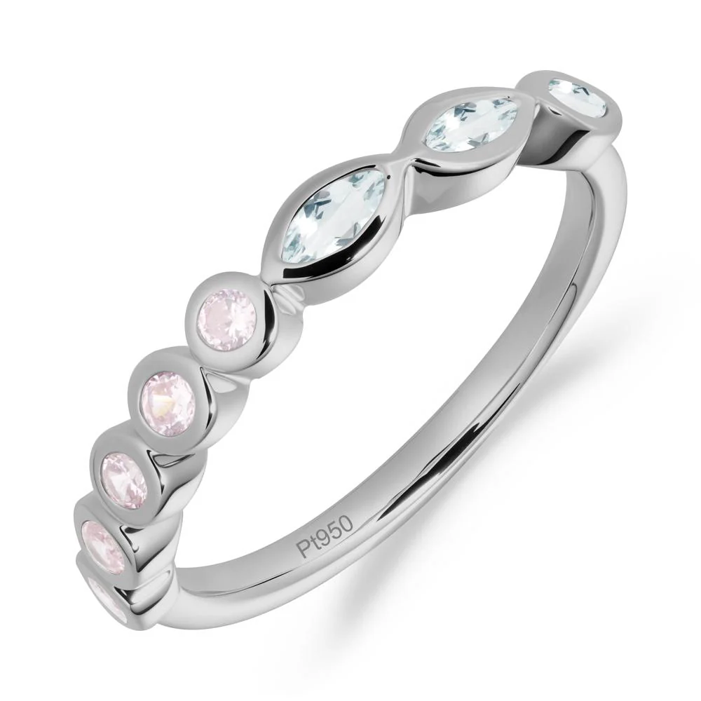 Marquise and Round Aquamarine Eternity Ring