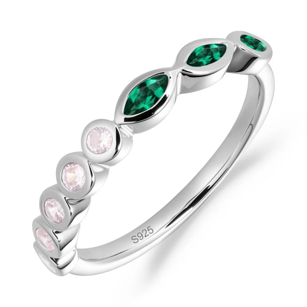 Marquise and Round Emerald Eternity Ring