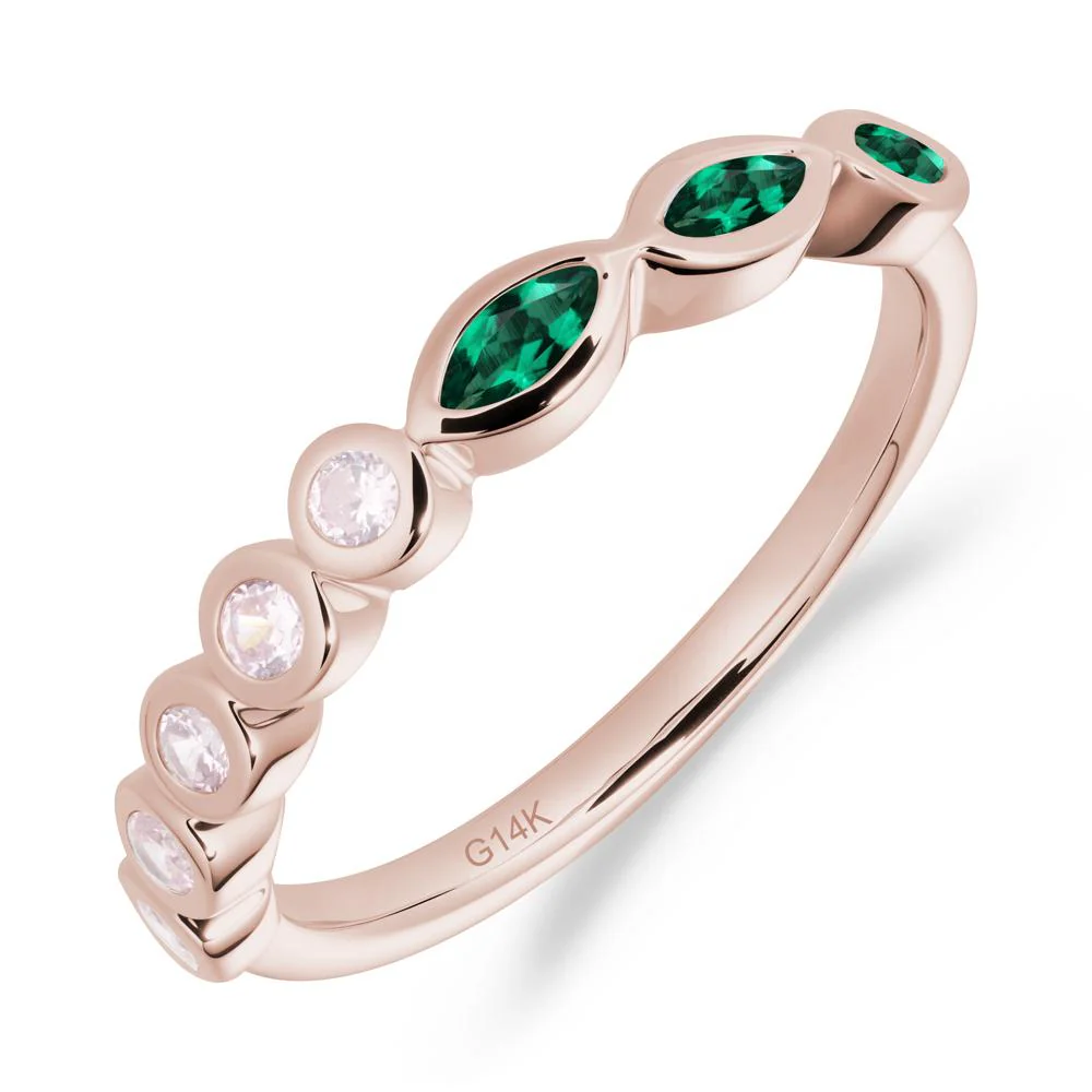 Marquise and Round Emerald Eternity Ring - Image 2