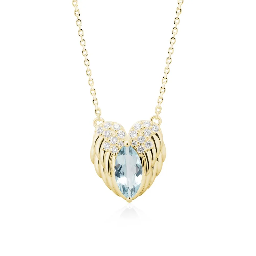 Marquise Aquamarine Angel Wings Heart Pendant - Image 7