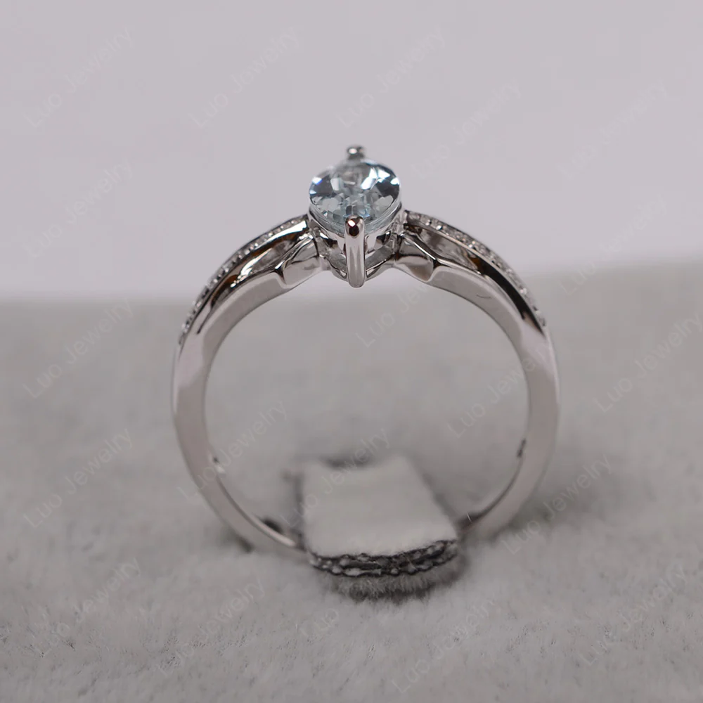 Marquise Aquamarine Engagement Ring - Image 3